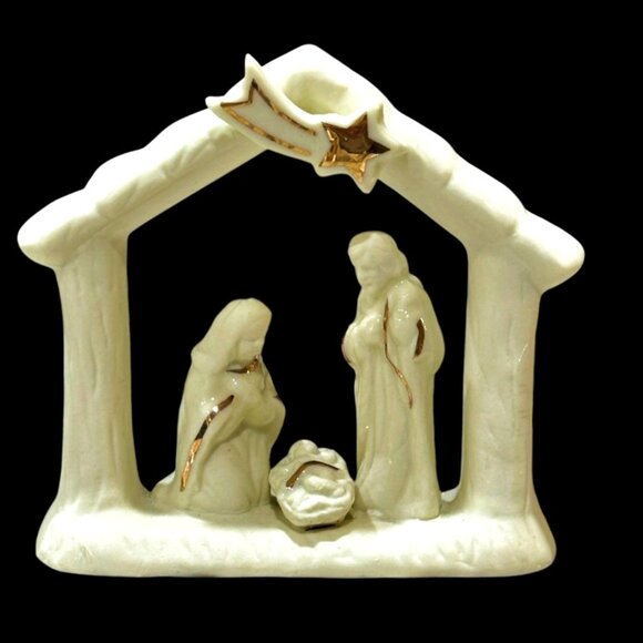 The Holy Family Nativity Scene Porcelain Bisque 4 Inch Christmas Promise w Box - Picture 1 of 10